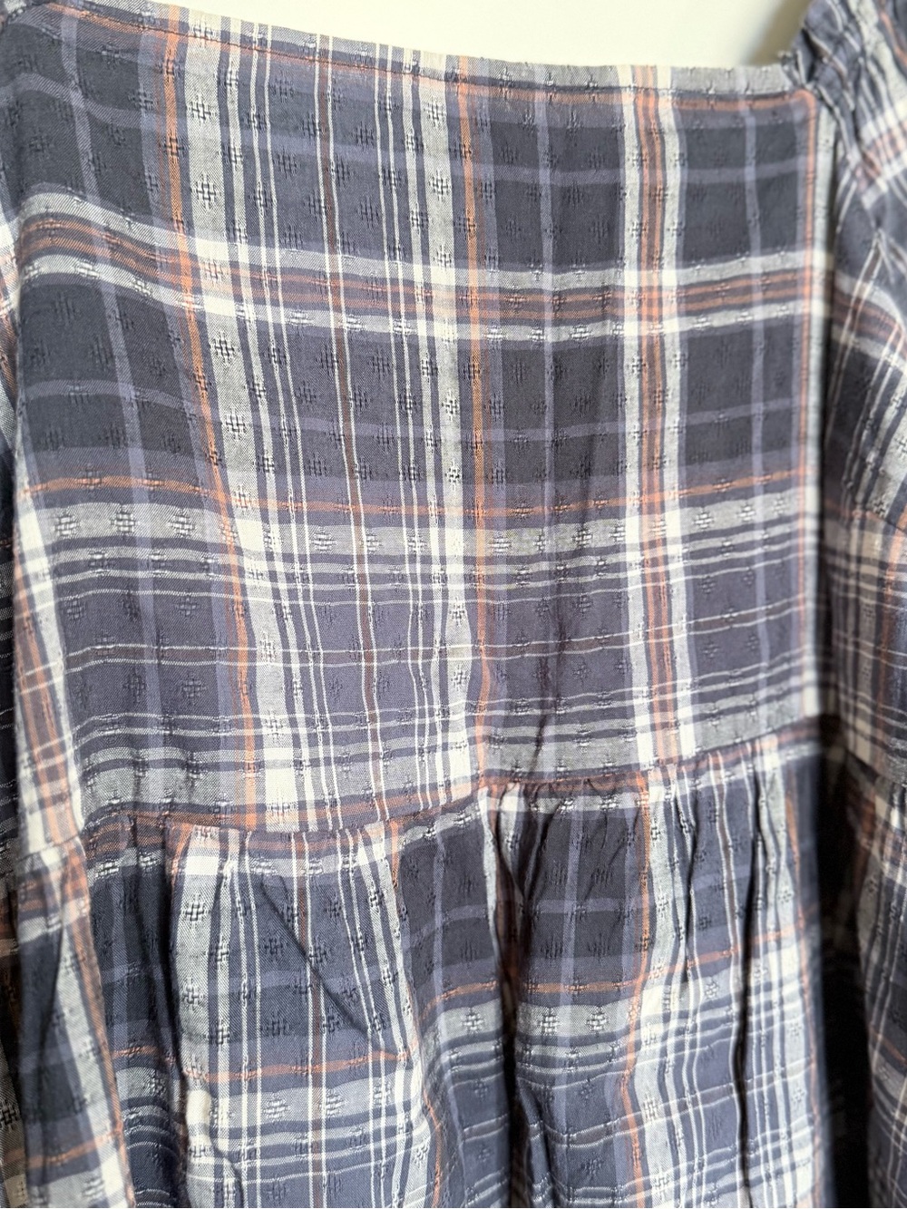 Universal Thread Women’s Long Sleeve Plaid Dress in Navy, White, and Rust